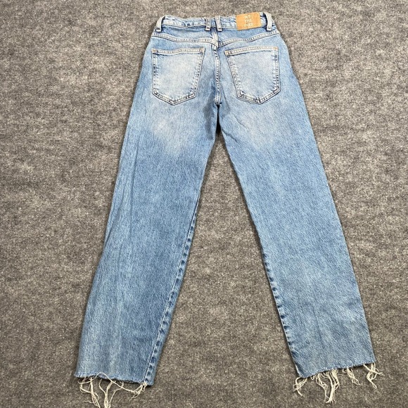 We The Free Risk Taker High Rise Straight Leg Jeans Light Wash Blue Size 24 Hem - Picture 5 of 9